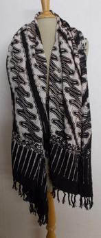 Mooie grote batik/India zwart/witte print sjaal, Kleding | Dames, Mutsen, Sjaals en Handschoenen, Verzenden, Zo goed als nieuw