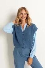 Mooi mouwloos vest Claudia Sträter m 44 NIEUW, Blauw, Maat 42/44 (L), Nieuw, Ophalen of Verzenden