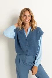 Mooi mouwloos vest Claudia Sträter m 44 NIEUW, Kleding | Dames, Truien en Vesten, Nieuw, Maat 42/44 (L), Blauw, Ophalen of Verzenden