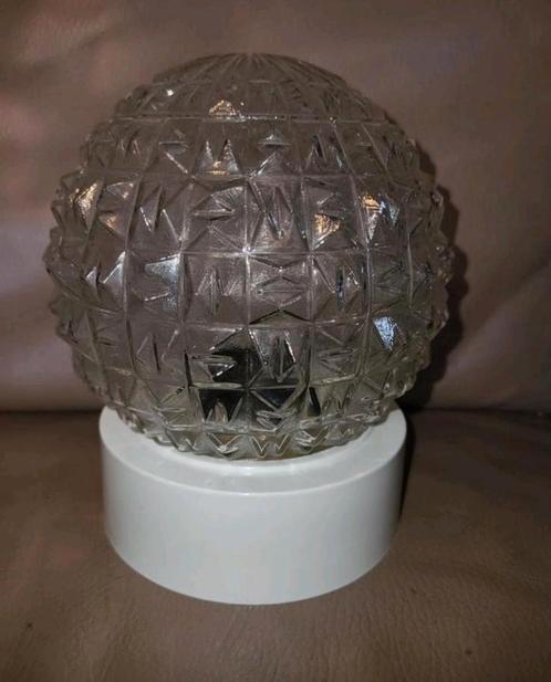 Mooie onbeschadigde mid century plafonnière, Huis en Inrichting, Lampen | Plafondlampen, Zo goed als nieuw, Glas, Metaal, Ophalen of Verzenden