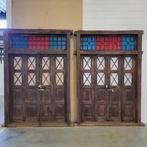 24155 Deur Voordeur Huisdeur 1850 Teak, Doe-het-zelf en Verbouw, Deuren en Horren, Ophalen, Glas, 120 cm of meer, 215 cm of meer