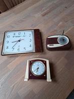 Vintage klok wekker en radio, Ophalen of Verzenden, Gebruikt, Wandklok