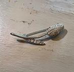 Vintage zilverkleur strass tulp bloem broche costume jewelry, Overige materialen, 4 tot 7 cm, Met strass, Ophalen of Verzenden