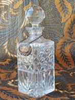 Oude Engels whiskykaraf van kristal met label van zilver., Antiek en Kunst, Antiek | Glas en Kristal, Ophalen of Verzenden