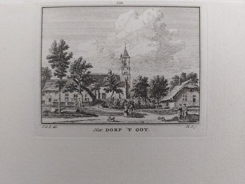 122 / Het dorp 't Goy Oude gravure uit 18de eeuw, Antiek en Kunst, Kunst | Etsen en Gravures, Ophalen of Verzenden