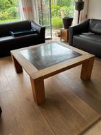 Mooie robuuste salontafel met natuurstenen blad, Ophalen, Gebruikt, Overige materialen, Stoer, robuust
