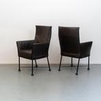 6 Montis Chaplin stoelen donkerbruin leder - zwart frame, Ophalen of Verzenden, Zo goed als nieuw, Leer