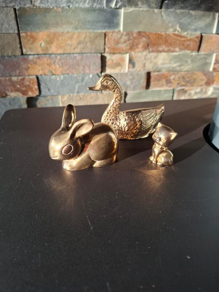 Messing Dieren Figuurtjes - Set van 3, Ophalen of Verzenden