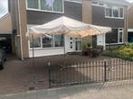 Marktparasol van 3.00 bij 4..00 meter, kleur: gebroken wit., Tuin en Terras, Ophalen, Zo goed als nieuw, 3 tot 4 meter, Parasolvoet