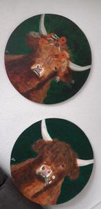 te koop 3 enige schilderijen van Schotse hooglanders, Nieuw, Ophalen of Verzenden, Schilderij, 75 tot 100 cm