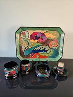 Gouda glansplateel/ plateel rookset floraal Art Nouveau, Ophalen of Verzenden