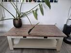 Landelijke salontafel wit met rustiek grenen blad 130cm, Huis en Inrichting, Tafels | Salontafels, Ophalen, 100 tot 150 cm, 50 tot 100 cm