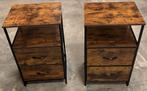Twee Nachtkastje met 2 lades - Industrieel - Nieuw, Huis en Inrichting, Kasten | Ladekasten, Ophalen, Minder dan 50 cm, 1 of 2 laden