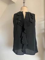 H&M 100% zijde blouse mouwloos zwart grijs 36/S, H&M, Zo goed als nieuw, Maat 36 (S), Zwart