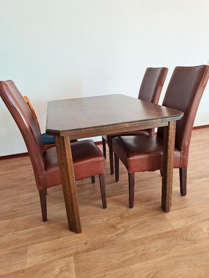 EETTAFEL compleet met STOELEN FEUTEUILTJE SALONTAFEL, Huis en Inrichting, Tafels | Eettafels, Gebruikt, 50 tot 100 cm, 100 tot 150 cm