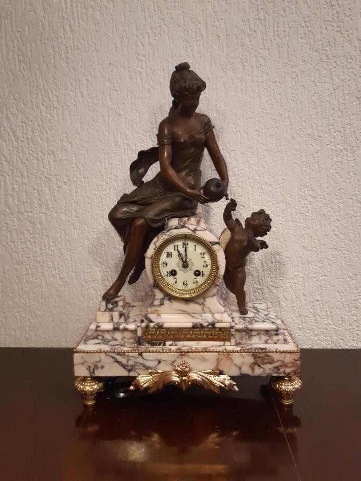 Franse marmeren pendule, grandioos mooi, Antiek en Kunst, Antiek | Klokken, Ophalen