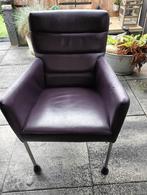 4 leren eetkamerstoelen kleur aubergine, Ophalen, Gebruikt, Overige kleuren, Metaal