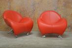 ZGANieuw rode leren Leolux Papageno design fauteuil, Huis en Inrichting, Fauteuils, Leolux, Leolux, Design, 75 tot 100 cm