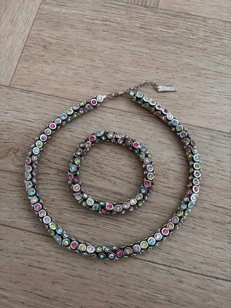 Behave zilverkleurige ketting met armband, Sieraden, Tassen en Uiterlijk, Kettingen, Ophalen of Verzenden, Zo goed als nieuw, Zilver