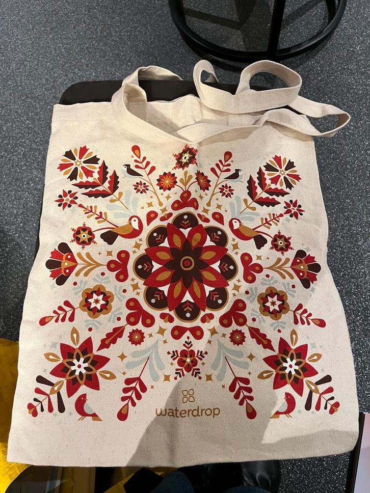 Waterdrop 2 canvas tassen met print. Nieuw., Sieraden, Tassen en Uiterlijk, Tassen | Schoudertassen, Zo goed als nieuw, Overige kleuren