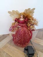 Grote porseleinen kerst engel piek met gekleurde verlichting, Ophalen, Zo goed als nieuw