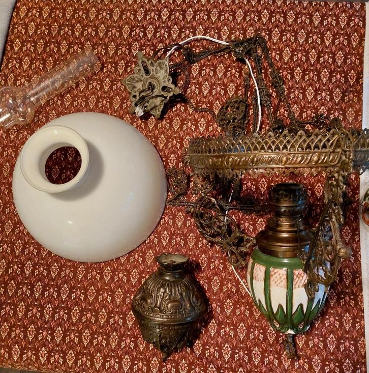 Antieke olie hanglamp, Antiek en Kunst, Antiek | Lampen, Ophalen