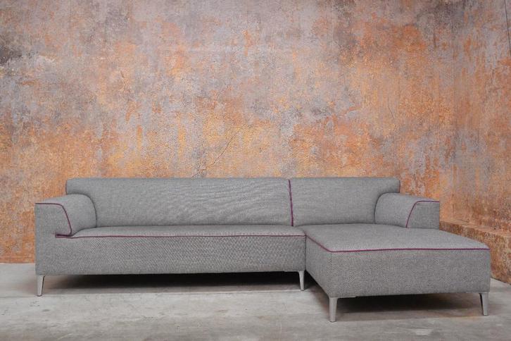 ZGANieuw grijze stoffen Leolux Pode Insert design hoekbank, Huis en Inrichting, Banken | Bankstellen, Zo goed als nieuw, Hoekbank