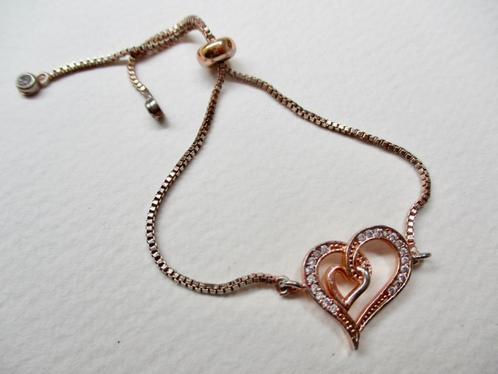 Goudkleur armbandje verstelbaar + Hart tussen de schakels, Sieraden, Tassen en Uiterlijk, Armbanden, Gebruikt, Overige materialen