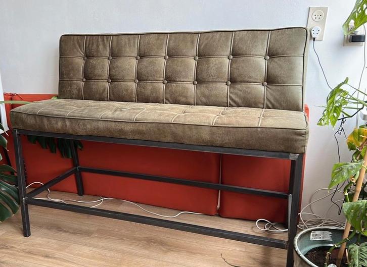 Tower Living Vasco Eetkamerbank Groen, Huis en Inrichting, Banken | Sofa's en Chaises Longues, Gebruikt, Tweepersoons, 150 tot 200 cm