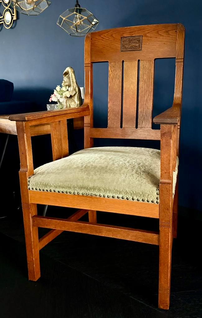 Art Deco / Amsterdamse School armstoel / bureaustoel., Huis en Inrichting, Bureaustoelen, Gebruikt, Ophalen