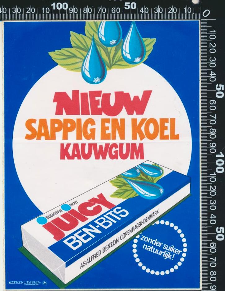 Sticker: Ben-Bits - Juicy, Verzamelen, Stickers, Zo goed als nieuw, Bedrijf of Vereniging, Ophalen of Verzenden