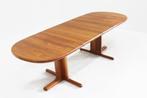 Vintage deense ovalen uitschuifbare eettafel tafel teak, Ophalen, Gebruikt, 100 tot 150 cm, 200 cm of meer