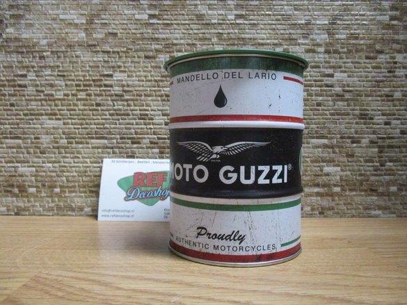 spaarpot vorm van olie drum moto guzzi, Verzamelen, Spaarpotten, Nieuw, Overige thema's, Metaal of Blik, Ophalen of Verzenden