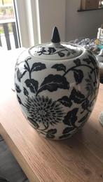 Zwart /wit stenen pot met deksel., Huis en Inrichting, Woonaccessoires | Vazen, Ophalen of Verzenden, Zo goed als nieuw, Wit