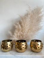 3 stuks messing/koper waxinelichtje houders hartjes setprijs, Brons of Koper, Ophalen of Verzenden, Zo goed als nieuw, Nvt