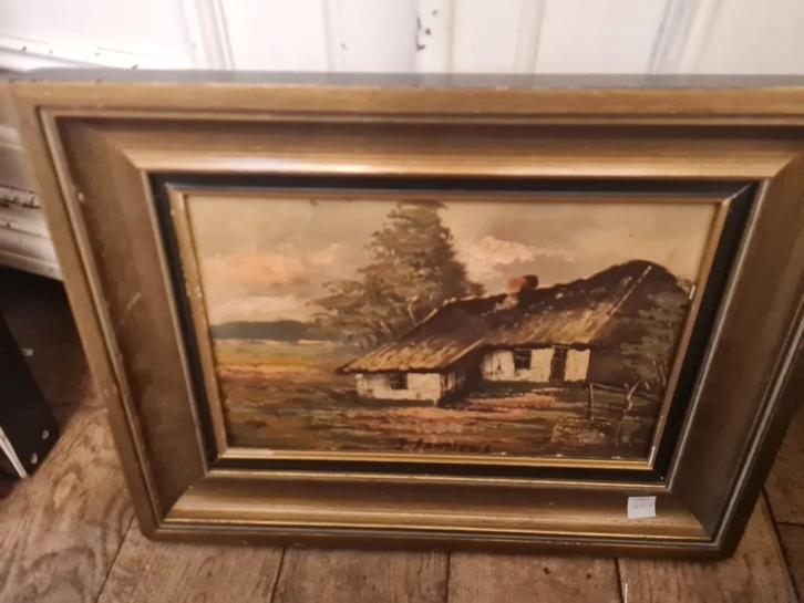 Vintage olieverf schilderij op doek, Antiek en Kunst, Kunst | Schilderijen | Klassiek, Ophalen of Verzenden