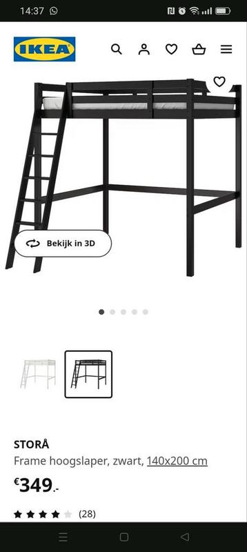 IKEA Stora hoogslaper, ingekort model