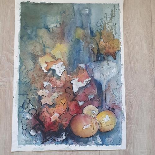 Fraaie gesigneerde aquarel. Stilleven., Antiek en Kunst, Kunst | Schilderijen | Klassiek, Ophalen of Verzenden