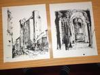 2x A4 pentekening Kok 1982 "Sergeac en Tournus", Ophalen of Verzenden