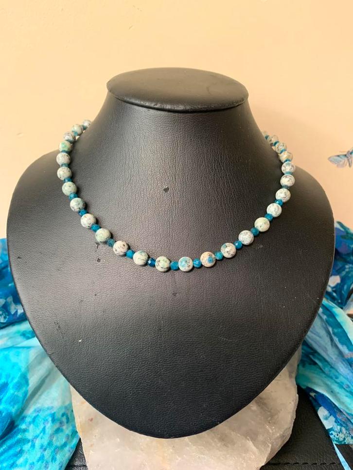 K2 jaspis azuriet beschermt sjamaan derde oog inzicht uniek, Sieraden, Tassen en Uiterlijk, Kettingen, Nieuw, Steen of Mineraal