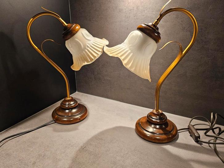 Vintage Franse Tafellampen Set Poirson France, Antiek en Kunst, Antiek | Lampen, Ophalen of Verzenden