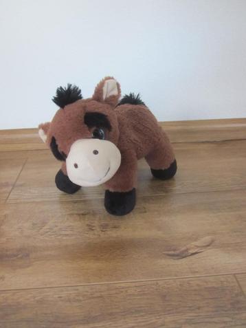 Sunkid bruin-zwart-roomwit pluche koe knuffel blauw glittero beschikbaar voor biedingen