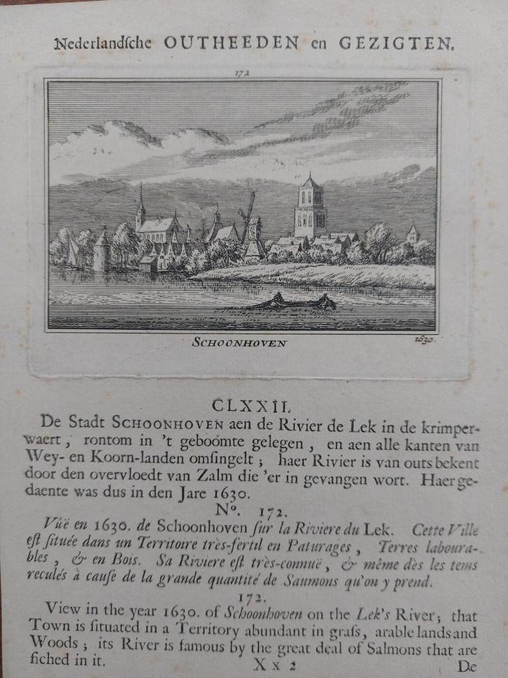 172 / Schoonhoven Gravure van A. Rademaker 1ste druk, Antiek en Kunst, Kunst | Etsen en Gravures, Ophalen of Verzenden