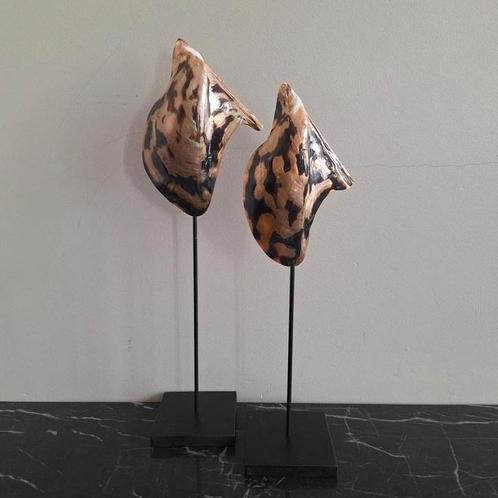 Echte taupe parelmoer schelpen op zwarte voet Chic, Huis en Inrichting, Woonaccessoires | Overige, Ophalen of Verzenden