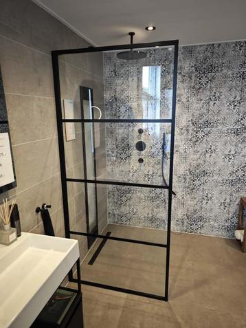 Douchewand 210x100 Drench Deco Mat Zwart Douchescherm beschikbaar voor biedingen