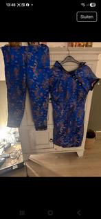 Chinees/Japanse broek en jurk set - Maat M, Kleding | Dames, Maat 38/40 (M), Blauw, Ophalen of Verzenden, Knielengte