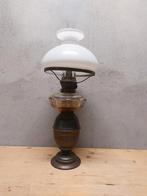 Grote vintage olielamp – glas & metaal – compleet, Antiek en Kunst, Ophalen of Verzenden