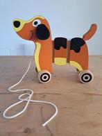 Houten trekhondje trek hondje hond hout Jouéco, Ophalen of Verzenden, Zo goed als nieuw, Duw- of Trekspeelgoed