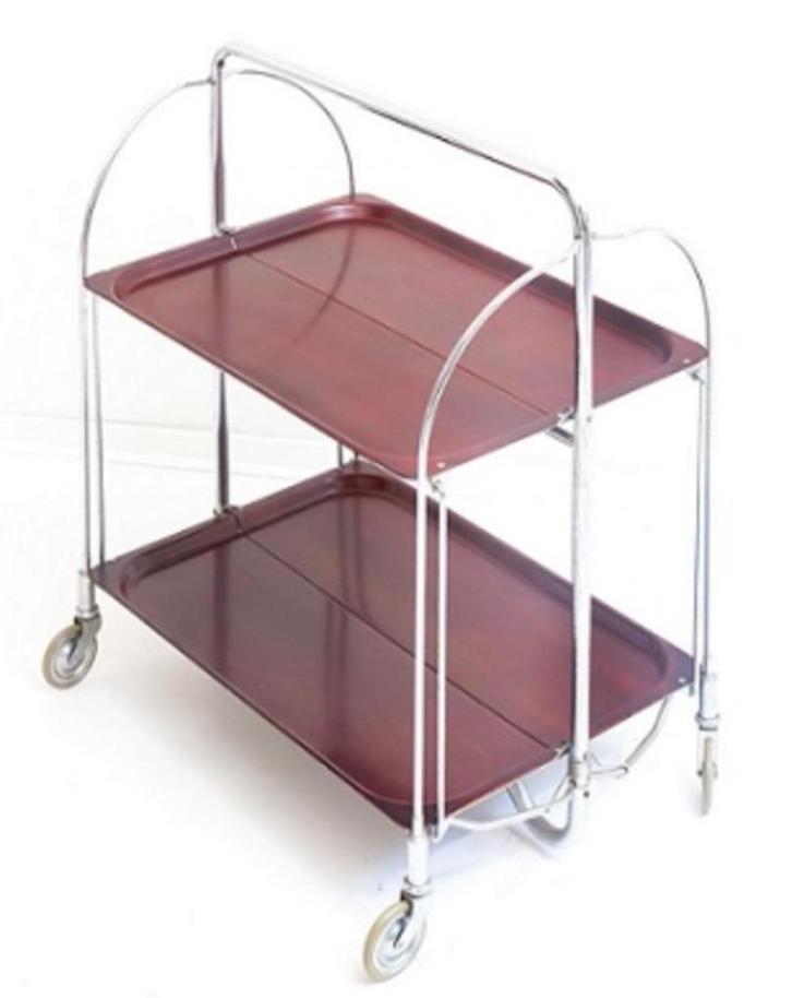 Bremshey gerlinol dinett opvouwbare trolley in walnut look, Huis en Inrichting, Tafels | Bijzettafels, Zo goed als nieuw, Rechthoekig