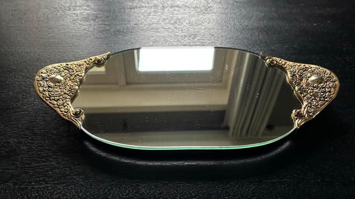 Hollywood Regency vintage Gouden Spiegel, Huis en Inrichting, Woonaccessoires | Spiegels, Gebruikt, Minder dan 50 cm, Minder dan 100 cm